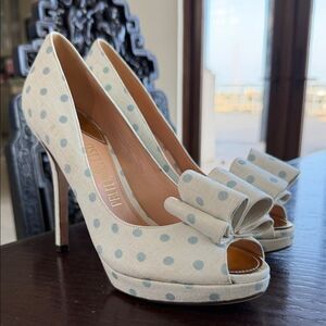 Elegant Polka Dot Peep Toe Heels